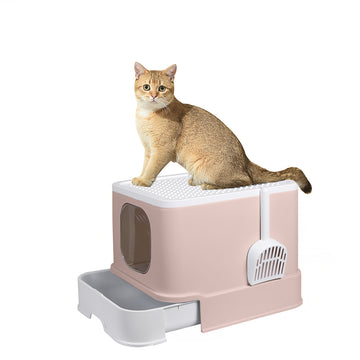 PaWz Cat Litter Box Fully Enclosed Kitty Toilet Trapping Odor Control Basin Coffee PaWz